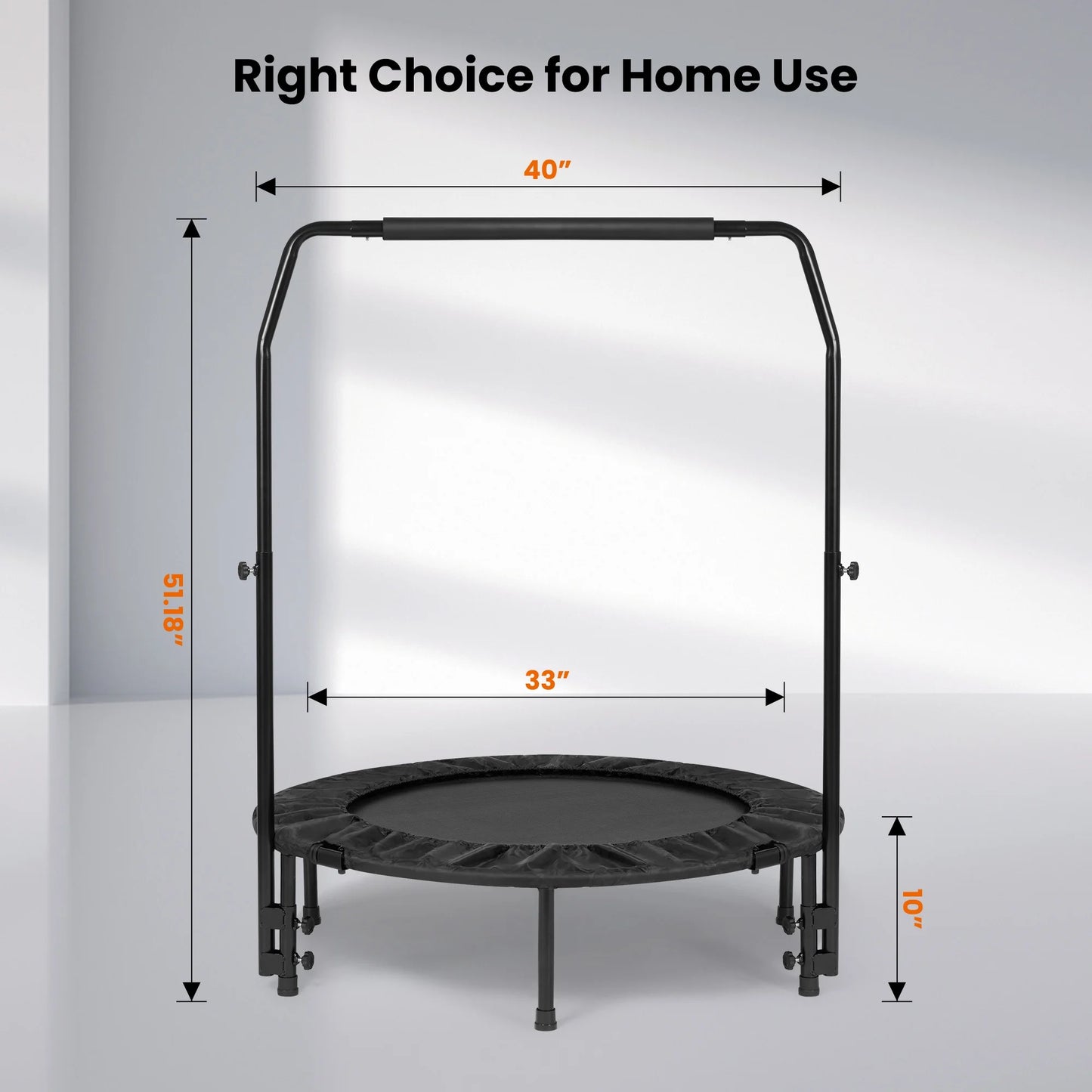 2-In-1 Circular Trampoline 40" Fitness Trampoline with Bungees Adjustable Foam Handle Exercise Trampoline for Family Adults Indoor Outdoor Workout Black Gifts for Dad