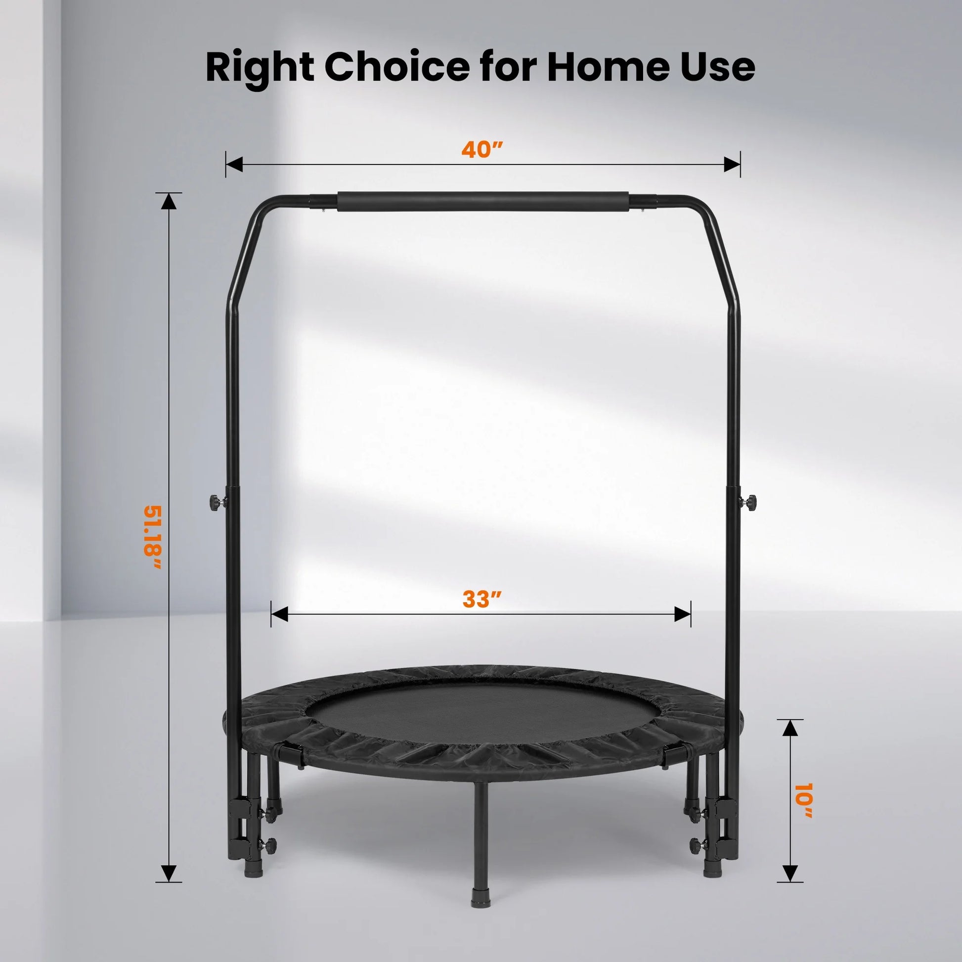 2-In-1 Circular Trampoline 40" Fitness Trampoline with Bungees Adjustable Foam Handle Exercise Trampoline for Family Adults Indoor Outdoor Workout Black Gifts for Dad