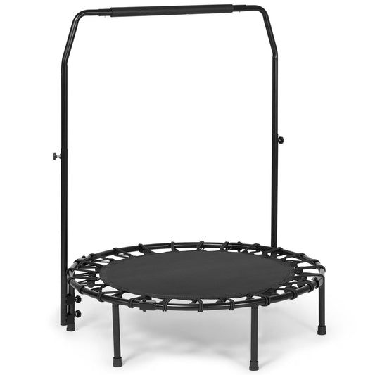 2-In-1 Circular Trampoline 40" Fitness Trampoline with Bungees Adjustable Foam Handle Exercise Trampoline for Family Adults Indoor Outdoor Workout Black Gifts for Dad